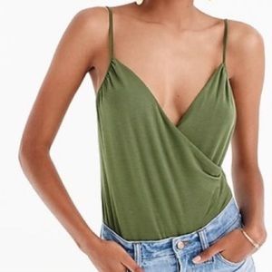J. Crew Green Wrap Front Bodysuit Size M